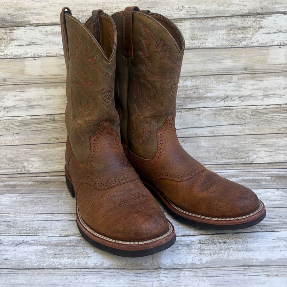 Ariat Heritage Crepe Boots 13D Brown Full Grain Leather Western Utility Workwear